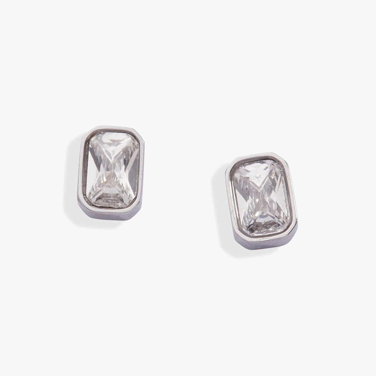 April Emerald-Cut Birthstone Stud Earrings