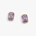 June Emerald-Cut Birthstone Stud Earrings